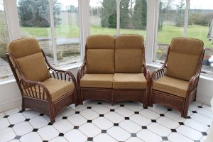 Verona Cane 3 Piece Suite - 2 Chairs & Sofa- Coffee Colour