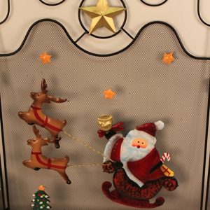Santa, Reindeer & Star Metal Fire Guard