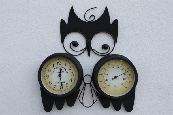 Owl Design Clock With Thermometer