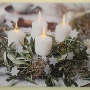 Festive 4 white Candle Print LED HD1386