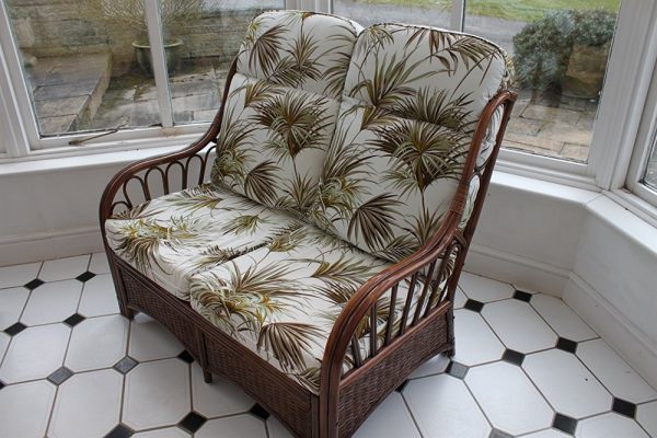 Verona Cane Furniture -2 Seater Sofa - Palm Design Fabric