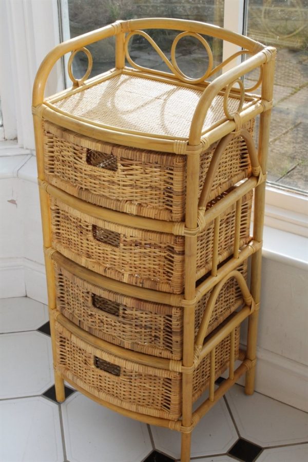 Cane and Rattan Set of 4 Drawers- Ideal with Conservatory Furniture