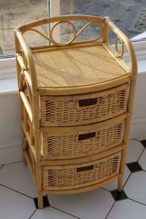 Cane and Rattan Set of 3 Drawers- Ideal with Conservatory Furniture
