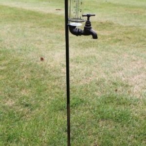 Rain Gauge With Decorative 'Tap' Holder and Glass Rain Collector