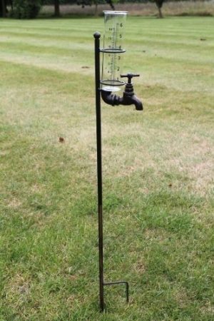 Rain Gauge With Decorative 'Tap' Holder and Glass Rain Collector