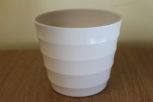 Quality White Rigid Plastic Plant Pot Cover  - Diameter 28cms