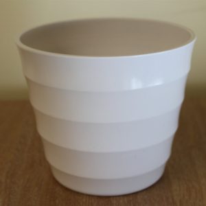 Quality White Rigid Plastic Plant Pot Cover  - Diameter 28cms