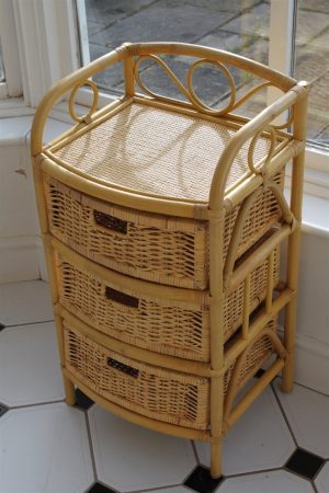 Cane and Rattan Set of 3 Drawers- Ideal with Conservatory Furniture
