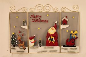 Merry Christmas Metal Fire Guard With Santa