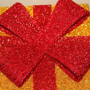 Set of 3 Gold Parcels & Red Bow- Battery 