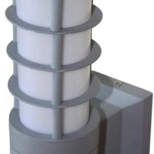 Aluminium Wall Light in Contemporary Matt Silver Finish, IP44 Indoor or Outdoor Wall Lamp with White Diffuser, ES Bulb Fitting, 240mm Tall, Wall Fixings Included gallery 1