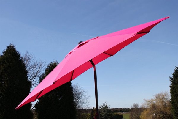 2.7M Wide Garden Parasol Tilt and Crank-Pink