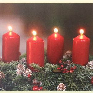 Festive 4 Red Candle Print With LED HD1717