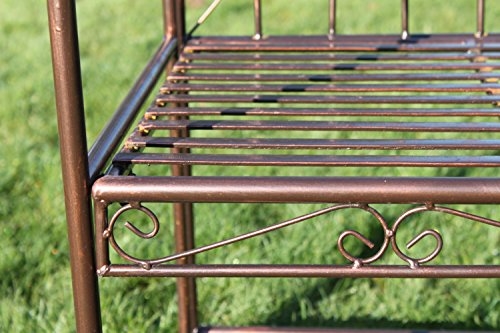 Elizabethan Style High Back Folding Metal Bench in Bronze