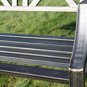 Metal Garden Bench with Cast Iron 'Modern Design' Back Rest
