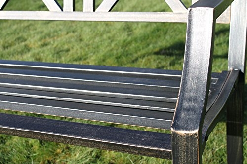 Metal Garden Bench with Cast Iron 'Modern Design' Back Rest