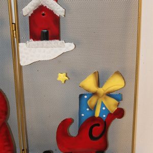Merry Christmas Metal Fire Guard With Santa
