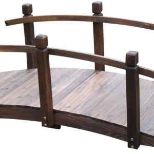 Wooden Garden Bridge, 1.5m Decorative Outdoor Bridge, Treated Softwood, Rust Resistant Fittings, 150cm Long gallery 1