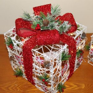 White Rattan Parcels with Red Bow-Battery