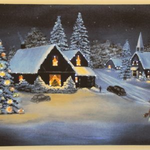 Snowy Village Scene Print- LED RW4006