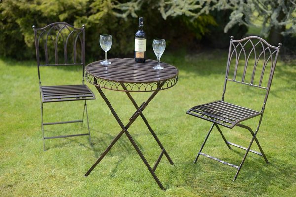 Versailles Metal Garden Bistro Set-Antique Bronze-INCLUDING SEAT PADS