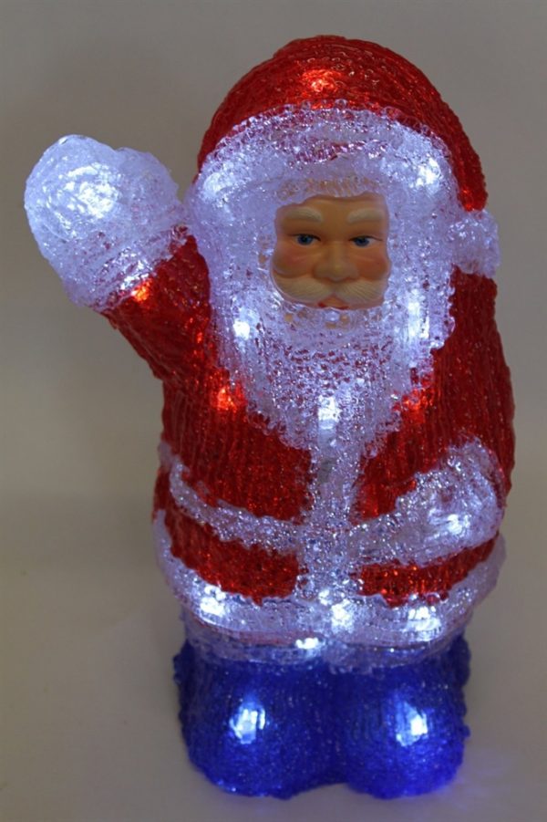 Acrylic Father Christmas Figure With 30 White LED Lights