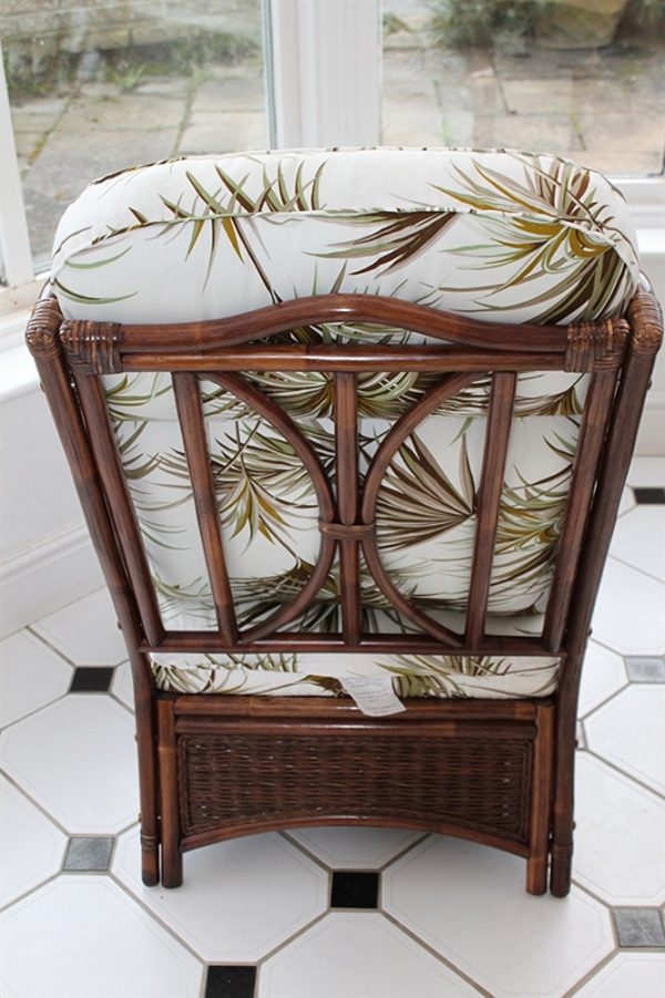 Verona Cane Furniture -Single Chair - Palm Design Fabric