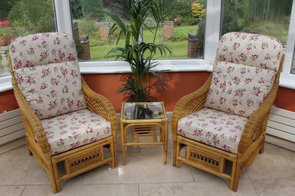 Portofino Duo Set- 2 Chairs & Side Table- Rose Fabric