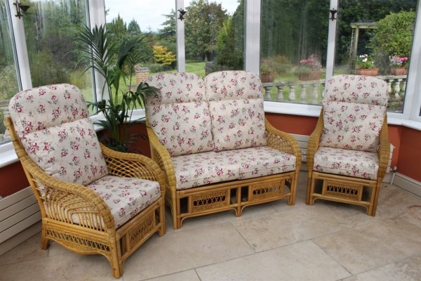 Portofino 3 Piece Suite-2 Chairs & Sofa-Rose Fabric