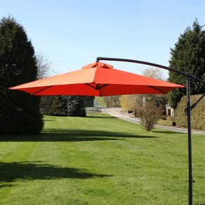Cantilever 2.7M Wide Hanging Parasol In Terracotta 