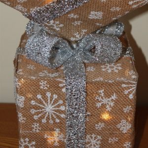 Vertical Natural Sisal Parcels & Silver Bow-Battery