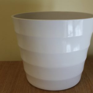 Quality Small White Rigid Plastic Plant Pot Cover  -Diameter 15.5cms