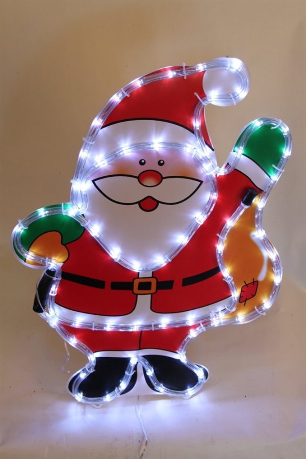 Christmas Santa Shouldering Presents Rope Light