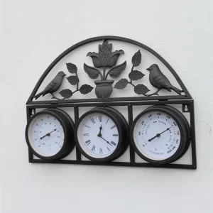 Bird and Leaf Garden Clock with Thermometer and Hygrometer gallery 1