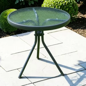 Metal Framed Glass Top Garden Side Table