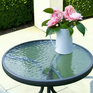 Metal Framed Glass Top Garden Side Table gallery 1