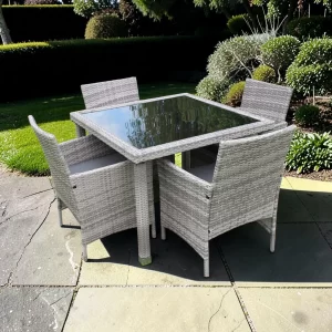 Stratford Rattan Weave 4 Seater Garden Dining Set with Cushions