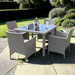 Stratford Rattan Weave 4 Seater Garden Dining Set with Cushions gallery 1