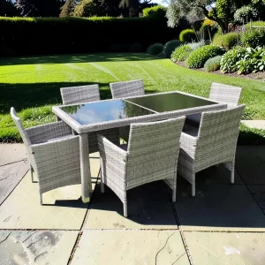 Stratford Rattan Weave 6 Seater Garden Dining Set with Cushions
