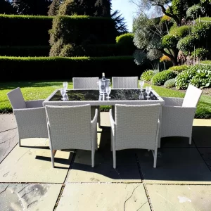 Stratford Rattan Weave 6 Seater Garden Dining Set with Cushions gallery 1