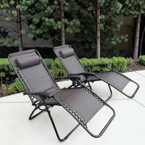 Padded Garden Anti Gravity Recliner Chairs Brown (Set of 2)