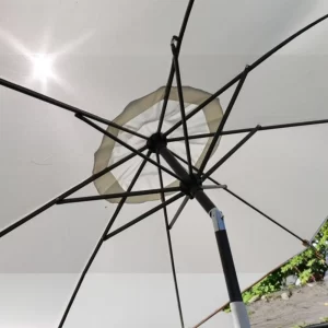 2.7m Wide Cream Garden Parasol Umbrella with Tilt and Crank, 180g Fade Resistant Polyester Canopy with Wind Vent, 38mm Aluminium Pole, 8 Ribs, 2.5m High gallery 1