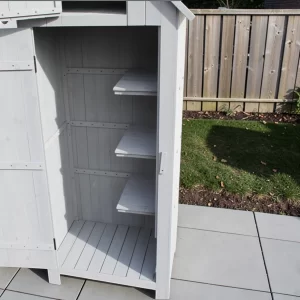 Brighton Wooden Garden Shed Storage Cabinet in Grey gallery 1