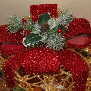 Gold Rattan Parcels with Red Bow-Battery