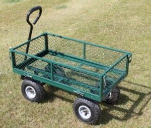 Large Green 4 Wheeled Garden Trolley With Drop Sides