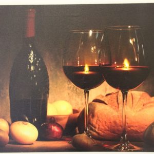 Wine Bottle & Glass Candles print LED HD1185