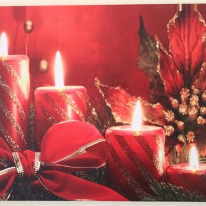 Red Candle, Bow & Poinsettia Print LED HD1027