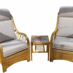 Sorrento Cane Furniture- 2 Chairs & Side Table- Cream