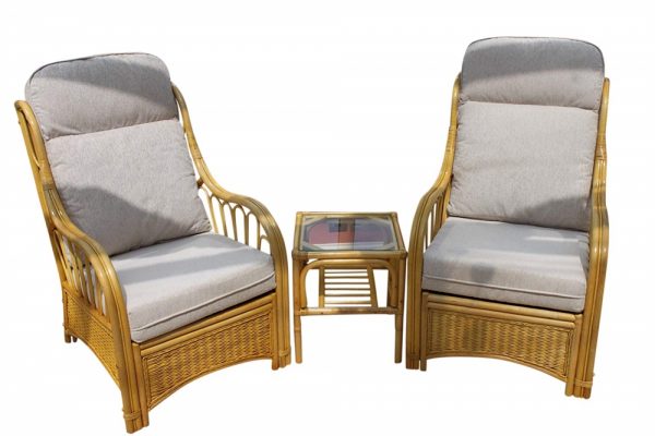 Sorrento Cane Furniture- 2 Chairs & Side Table- Cream