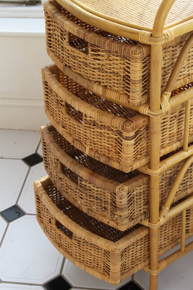 Cane And Rattan Set Of 4 Drawers Ideal With Conservatory